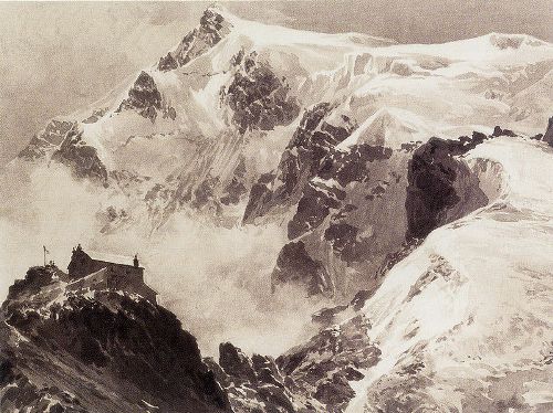 Ortler a Payerhtte; akvarel Edwarda Theodora Comptona