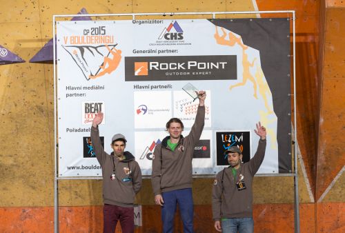 Mistr esk republiky v boulderingu 2015 Jan Chvla, druh Martin Strnk a tet tpn Strnk